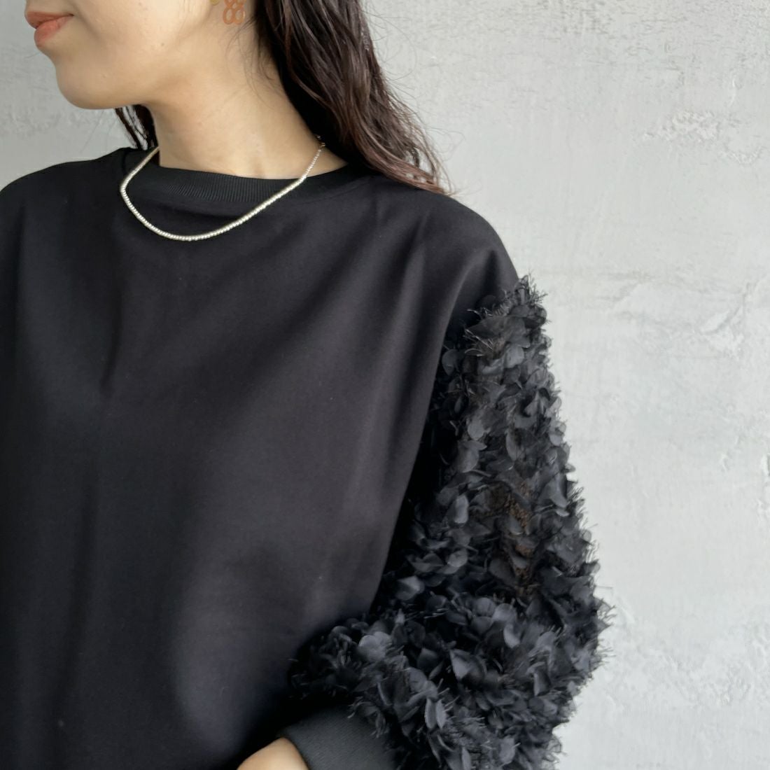 USINE [ユジーヌ] 袖ギャザープルオーバー [2430802] BLACK