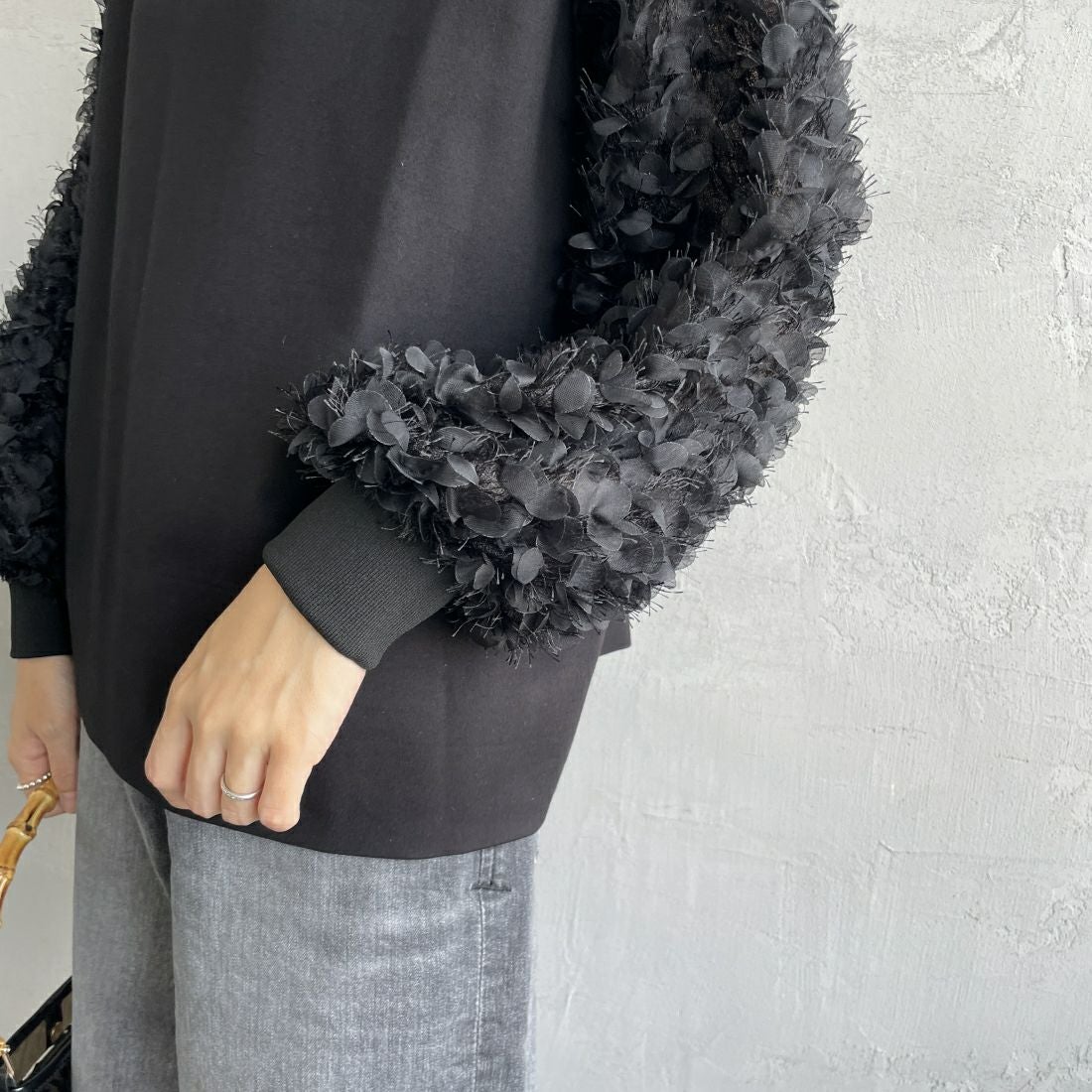 USINE [ユジーヌ] 袖ギャザープルオーバー [2430802] BLACK