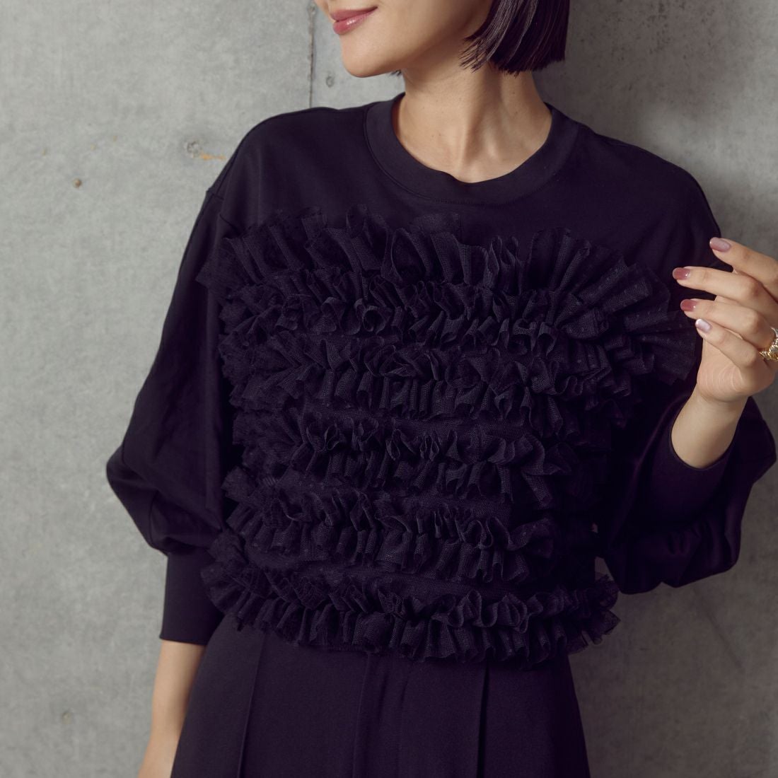 USINE [ユジーヌ] ピスチェドッキングプルオーバー [2430803] BLACK