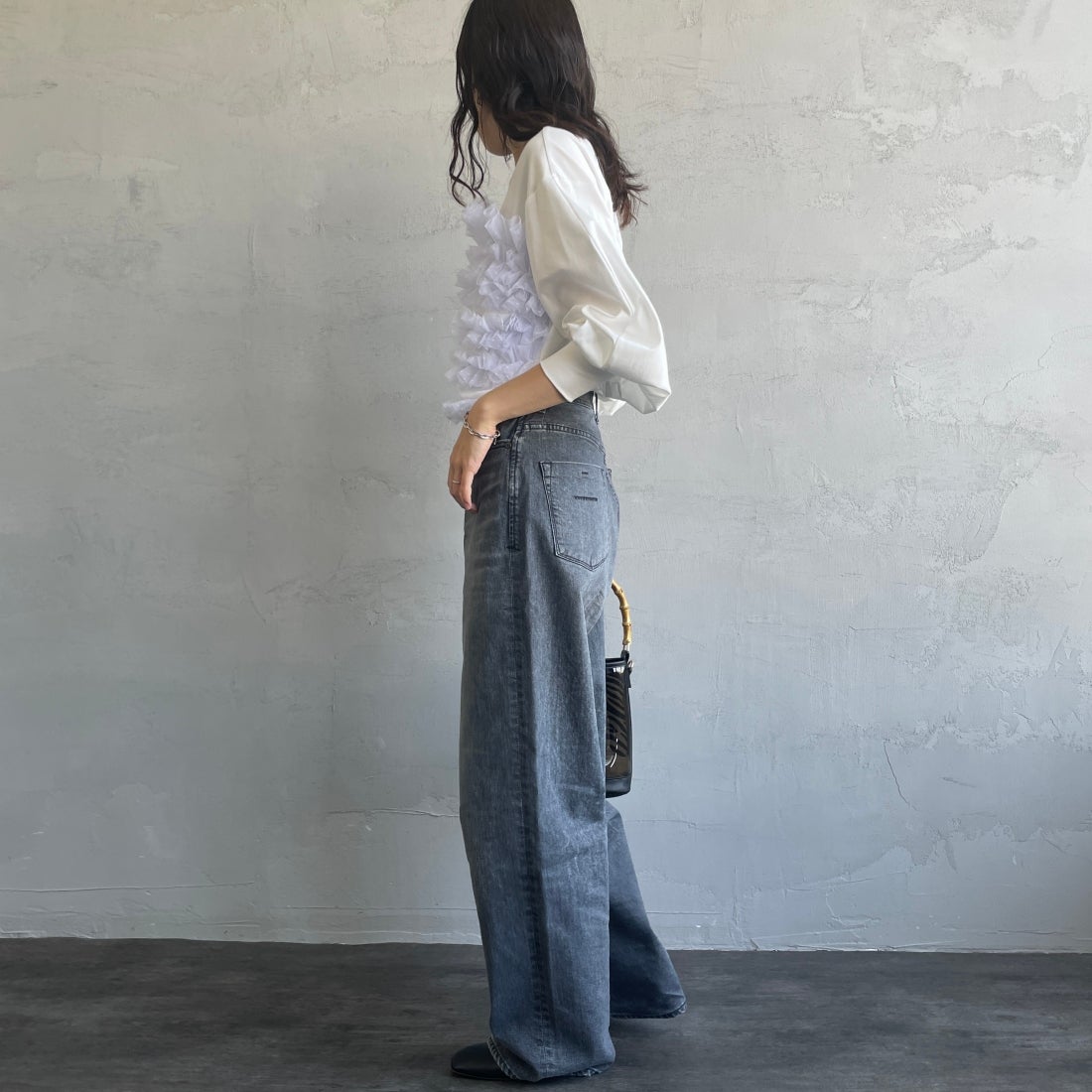 USINE [ユジーヌ] ピスチェドッキングプルオーバー [2430803] OFF WHITE &&モデル身長：160cm 着用サイズ：F&&