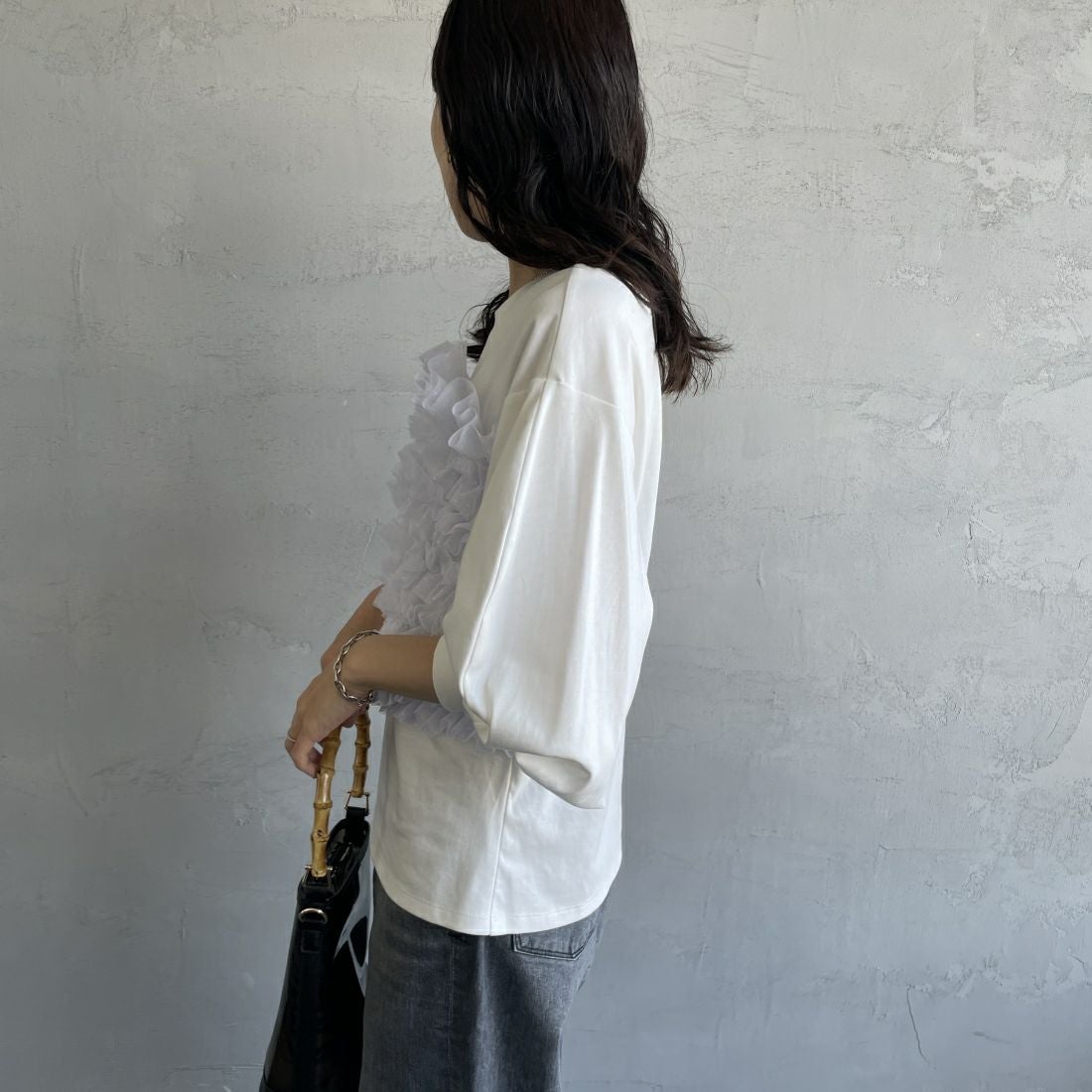 USINE [ユジーヌ] ピスチェドッキングプルオーバー [2430803] OFF WHITE &&モデル身長：160cm 着用サイズ：F&&