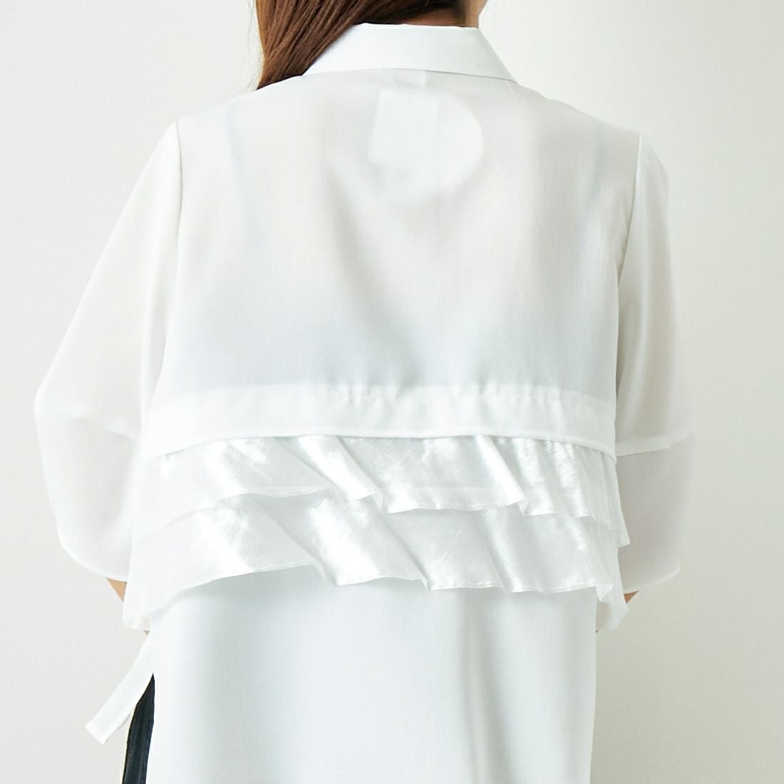 Jeans Factory Clothes [ジーンズファクトリークローズ] グロッシーペプラムシャツブラウス [7643383] OFF WHITE