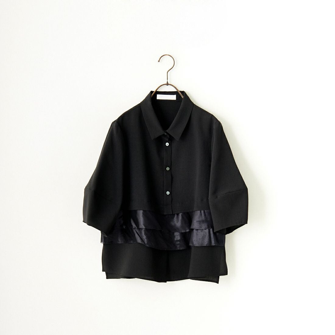 Jeans Factory Clothes [ジーンズファクトリークローズ] グロッシーペプラムシャツブラウス [7643383] BLACK