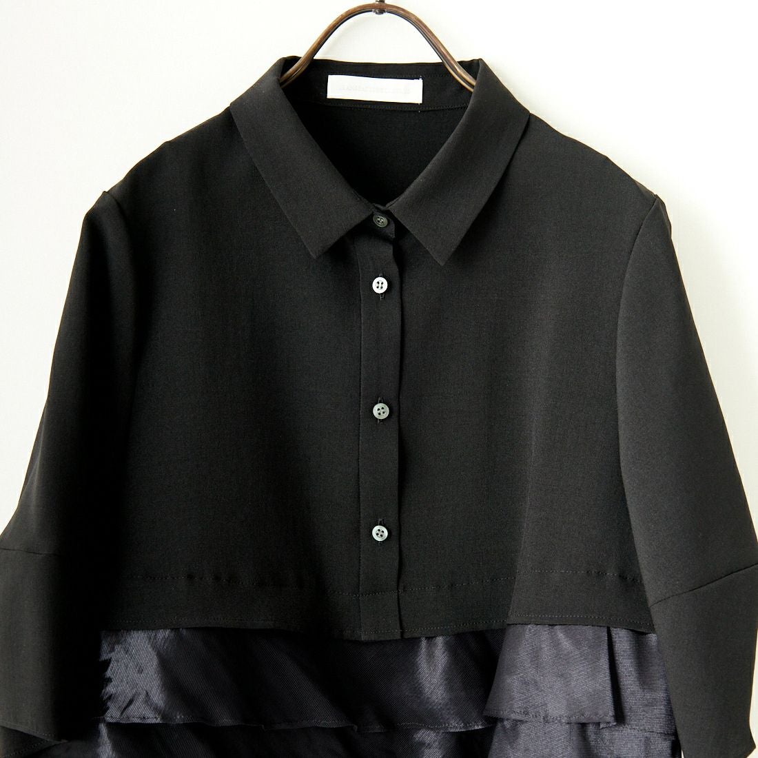 Jeans Factory Clothes [ジーンズファクトリークローズ] グロッシーペプラムシャツブラウス [7643383] BLACK