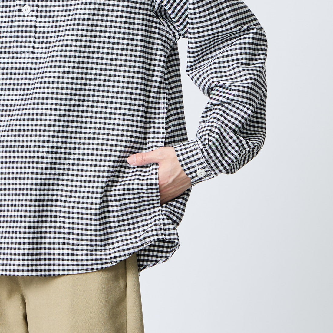 DANTON [ダントン] オックスフォード ラウンドカラーシャツ [DT-B0282OXP] BK/WH GNGM