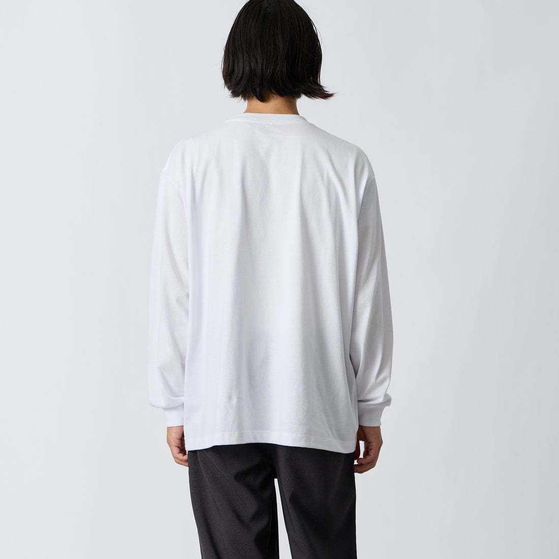 DANTON [ダントン] プレーン ロングスリーブTシャツ [DT-C0200TCB] WHITE &&モデル身長：175cm 着用サイズ：L&&