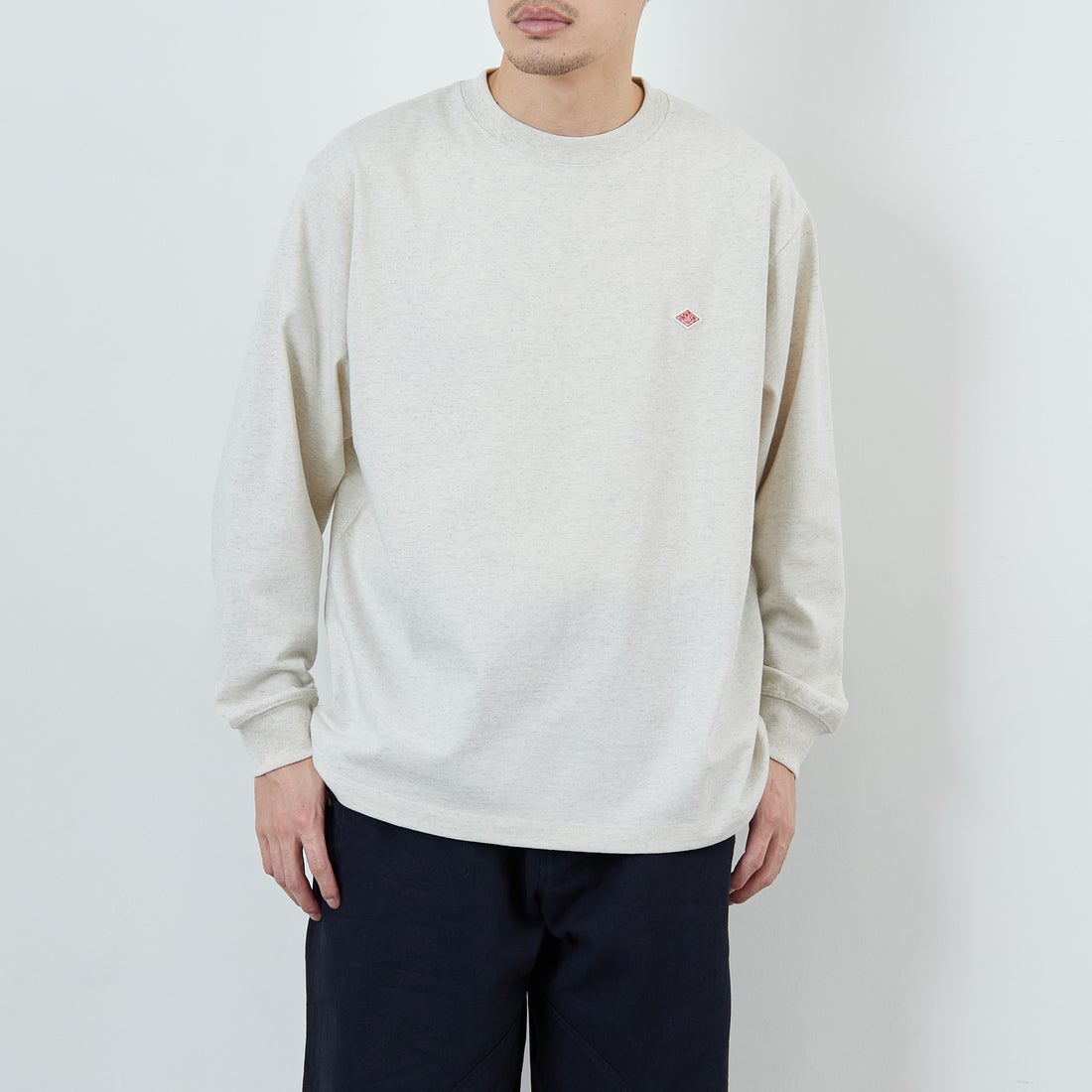 DANTON [ダントン] プレーン ロングスリーブTシャツ [DT-C0200TCB] HEATHER IV &&モデル身長：168cm 着用サイズ：M&&
