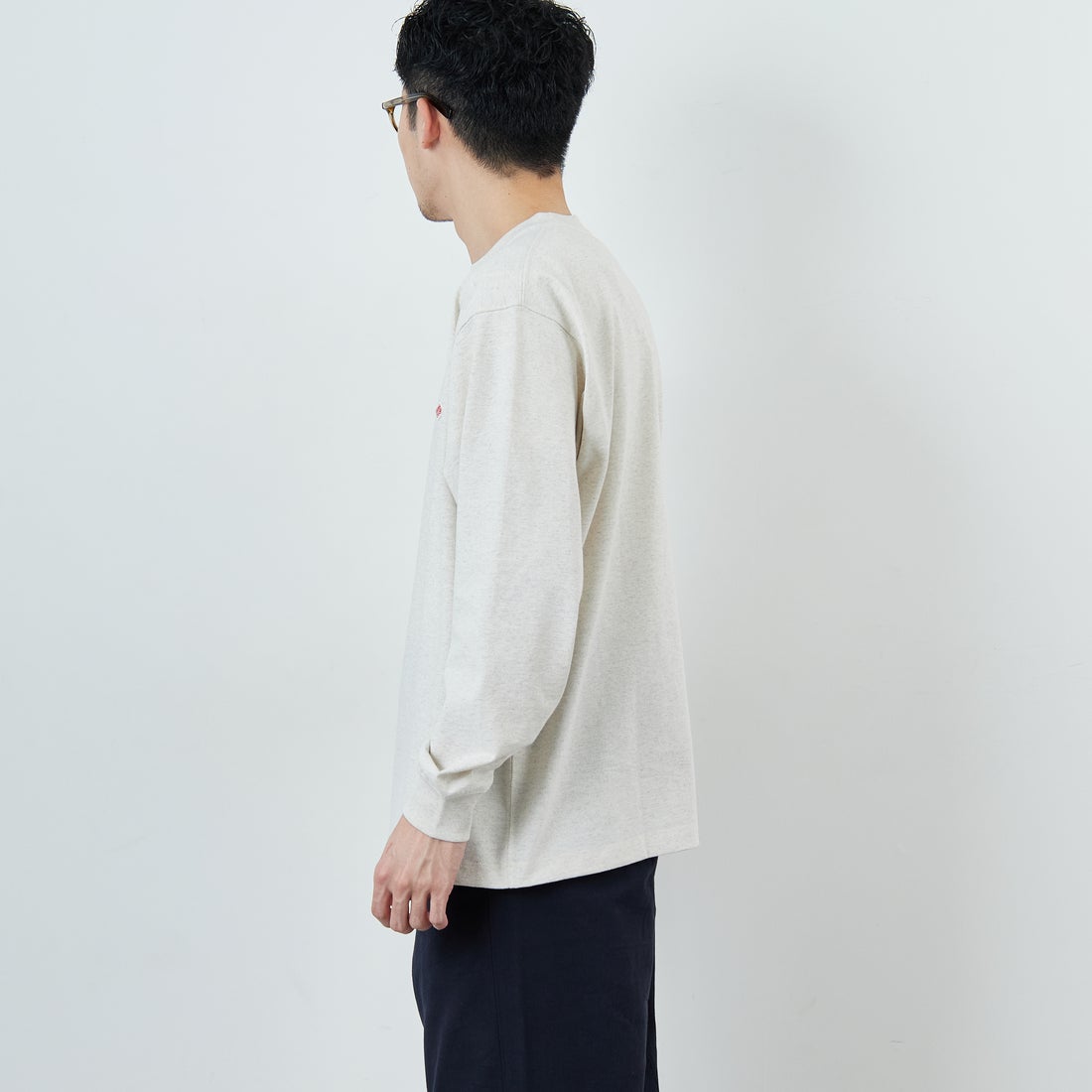 DANTON [ダントン] プレーン ロングスリーブTシャツ [DT-C0200TCB] HEATHER IV &&モデル身長：168cm 着用サイズ：M&&
