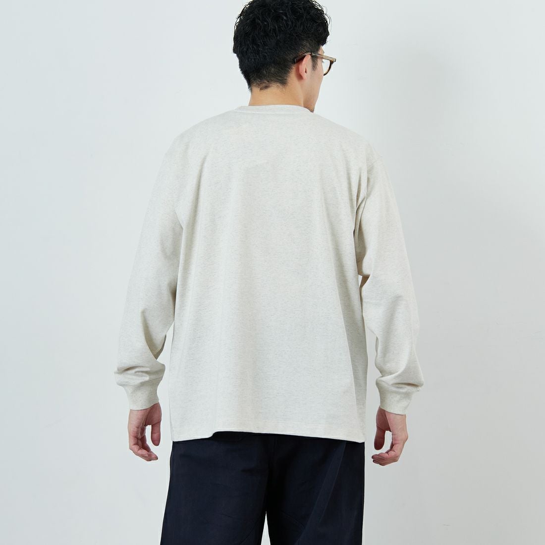 DANTON [ダントン] プレーン ロングスリーブTシャツ [DT-C0200TCB] HEATHER IV &&モデル身長：168cm 着用サイズ：M&&