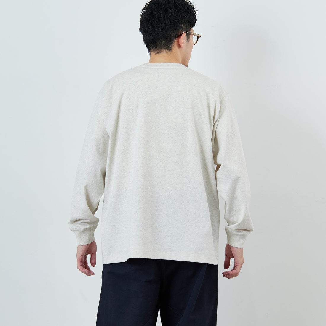 DANTON [ダントン] プレーン ロングスリーブTシャツ [DT-C0200TCB] HEATHER IV &&モデル身長：168cm 着用サイズ：M&&