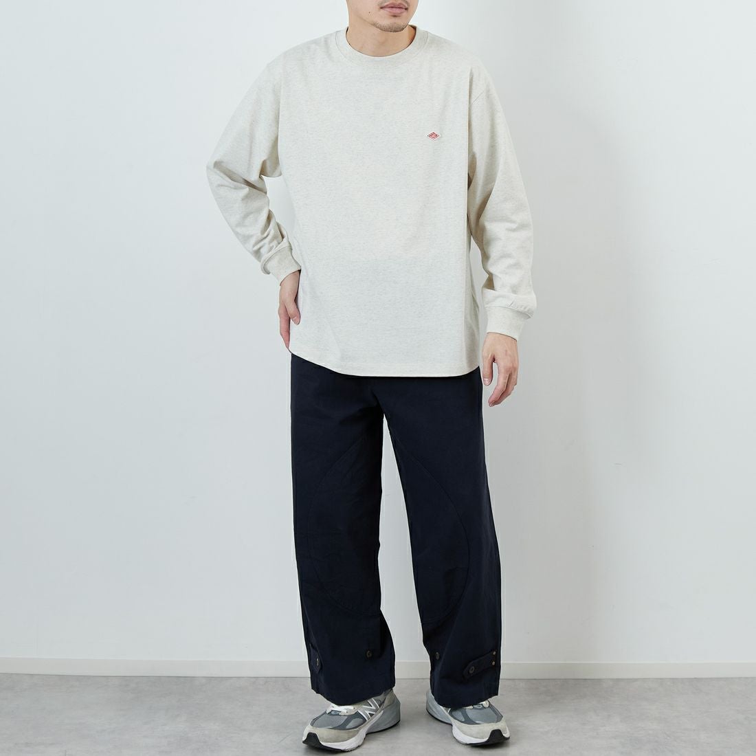 DANTON [ダントン] プレーン ロングスリーブTシャツ [DT-C0200TCB] HEATHER IV &&モデル身長：168cm 着用サイズ：M&&