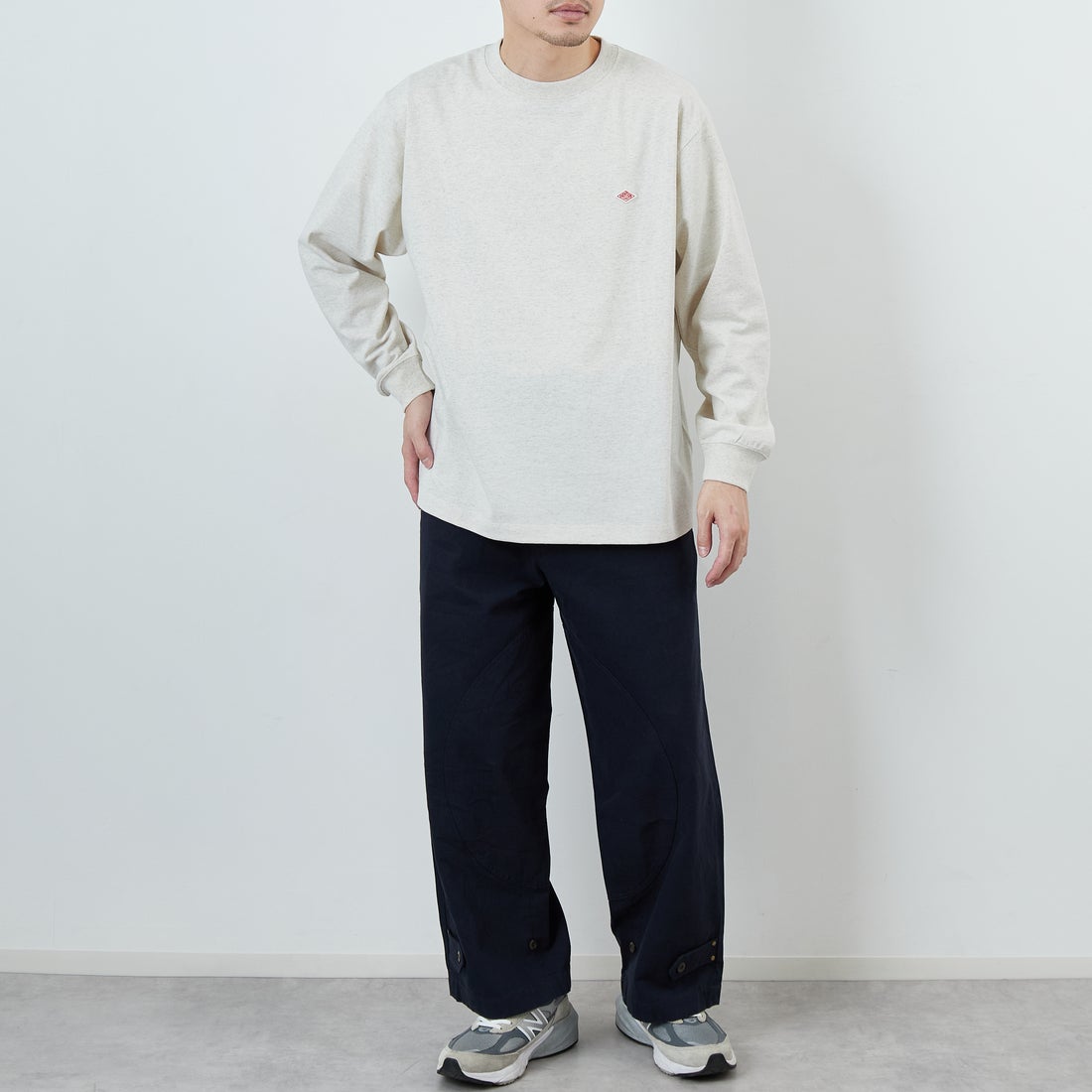 DANTON [ダントン] プレーン ロングスリーブTシャツ [DT-C0200TCB] HEATHER IV &&モデル身長：168cm 着用サイズ：M&&