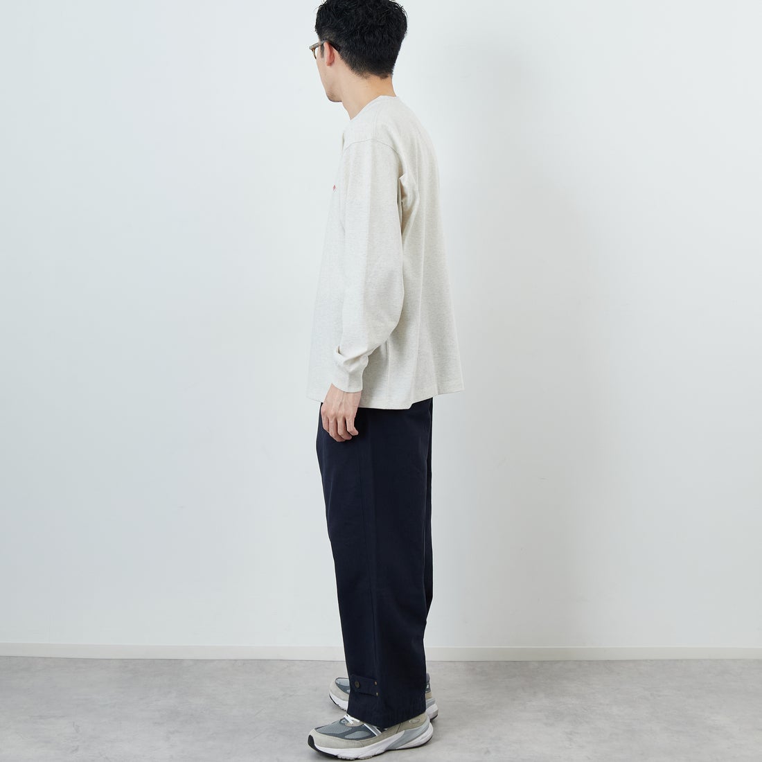 DANTON [ダントン] プレーン ロングスリーブTシャツ [DT-C0200TCB] HEATHER IV &&モデル身長：168cm 着用サイズ：M&&