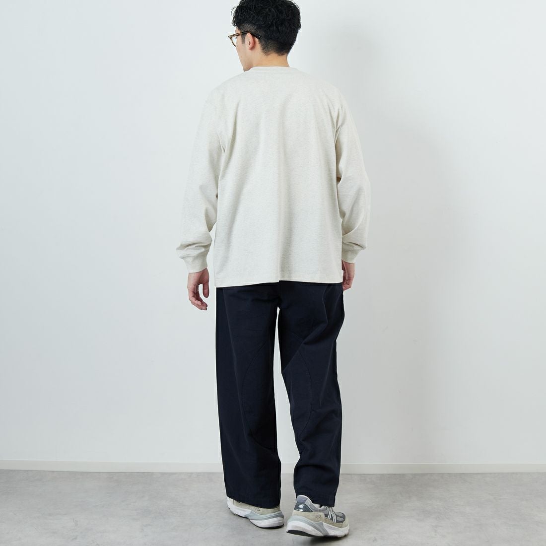 DANTON [ダントン] プレーン ロングスリーブTシャツ [DT-C0200TCB] HEATHER IV &&モデル身長：168cm 着用サイズ：M&&