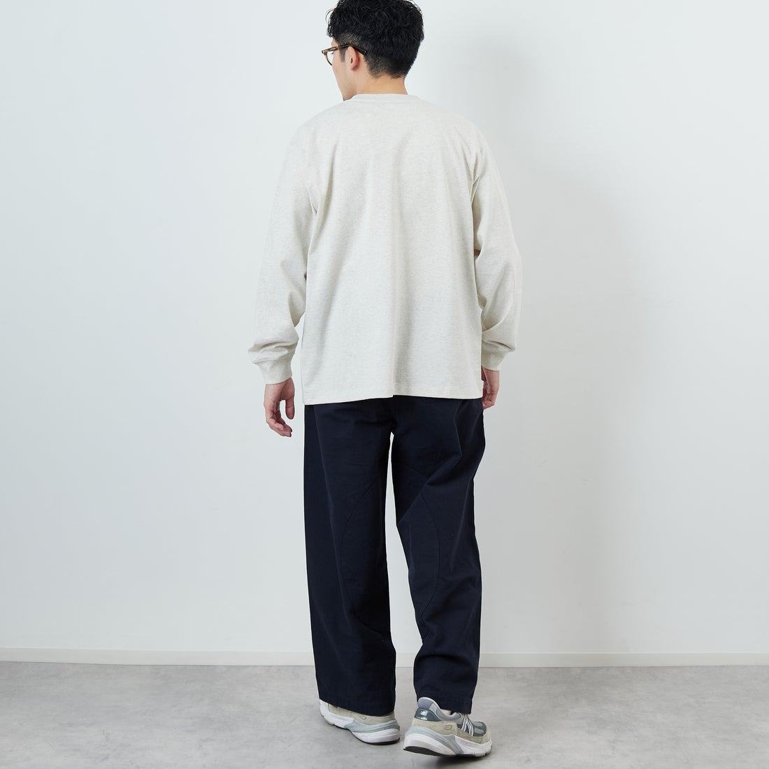 DANTON [ダントン] プレーン ロングスリーブTシャツ [DT-C0200TCB] HEATHER IV &&モデル身長：168cm 着用サイズ：M&&