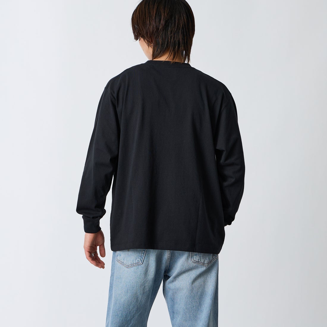 DANTON [ダントン] プレーン ロングスリーブTシャツ [DT-C0200TCB] BLACK &&モデル身長：177cm 着用サイズ：M&&