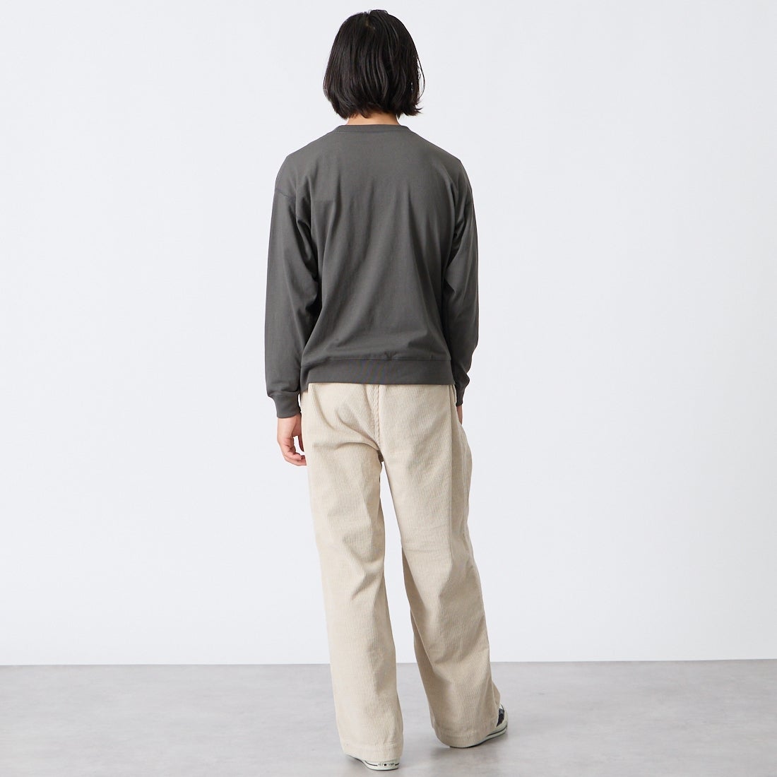 DANTON [ダントン] ソリッド スウェットTシャツ [DT-C0204TCB] COAL GREY &&モデル身長：175cm 着用サイズ：S&&トン] ソリッド スウェットTシャツ [DT-C0204TCB] HEATHER