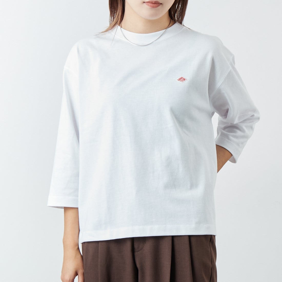 DANTON [ダントン] ソリッド クルーネックプルオーバー [DT-C0131TCB] WHITE &&モデル身長：167cm 着用サイズ：S&&