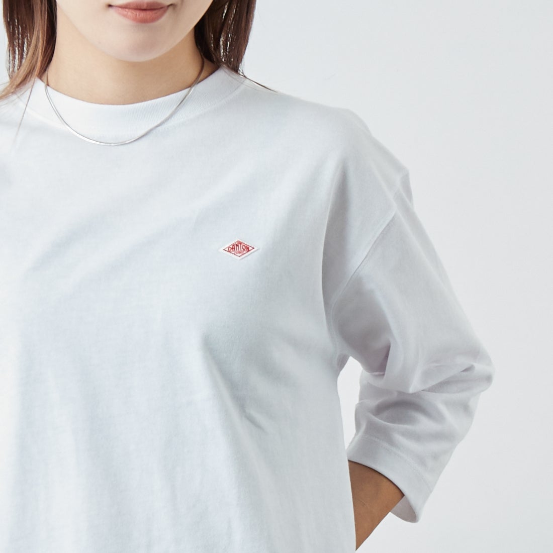 DANTON [ダントン] ソリッド クルーネックプルオーバー [DT-C0131TCB] WHITE &&モデル身長：167cm 着用サイズ：S&&