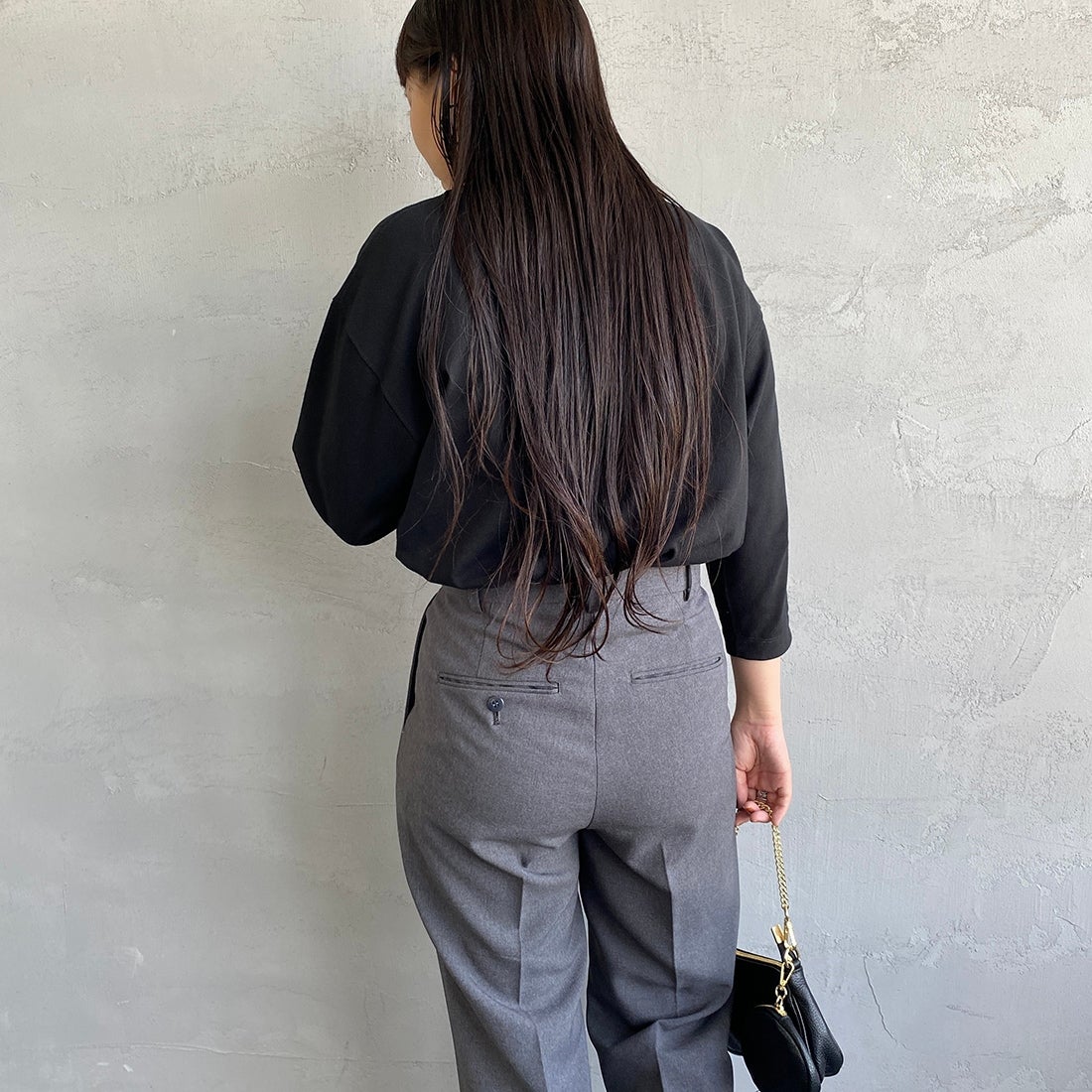 DANTON [ダントン] ソリッド クルーネックプルオーバー [DT-C0131TCB] BLACK &&モデル身長：156cm 着用サイズ：S&&