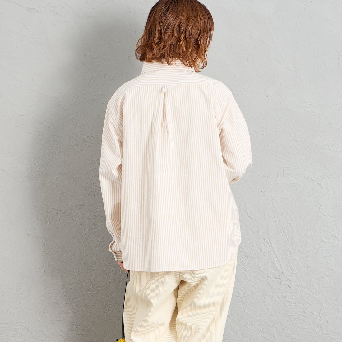 DANTON [ダントン] ラウンドカラー オックスフォードシャツ [DT-B0281OXP] BEG/WHT ST &&モデル身長：158cm 着用サイズ：38&&