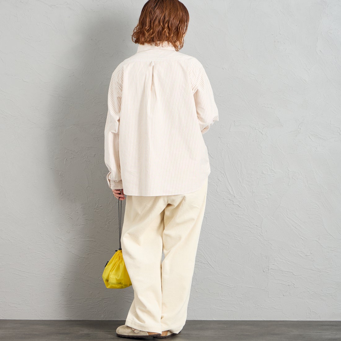 DANTON [ダントン] ラウンドカラー オックスフォードシャツ [DT-B0281OXP] BEG/WHT ST &&モデル身長：158cm 着用サイズ：38&&