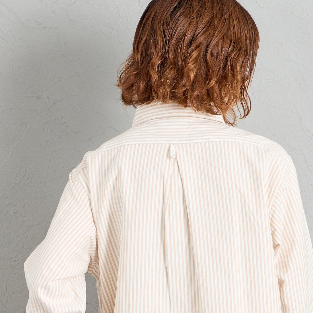 DANTON [ダントン] ラウンドカラー オックスフォードシャツ [DT-B0281OXP] BEG/WHT ST &&モデル身長：158cm 着用サイズ：36&&