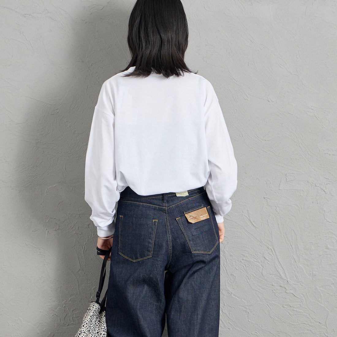 DANTON [ダントン] ソリッド ロングスリーブTシャツ [DT-C0269TCB] WHITE  &&モデル身長：162cm 着用サイズ：S&&