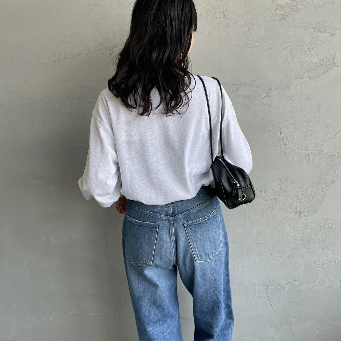 DANTON [ダントン] ソリッド ロングスリーブTシャツ [DT-C0269TCB] H.WHITE &&モデル身長：160cm 着用サイズ：S&&