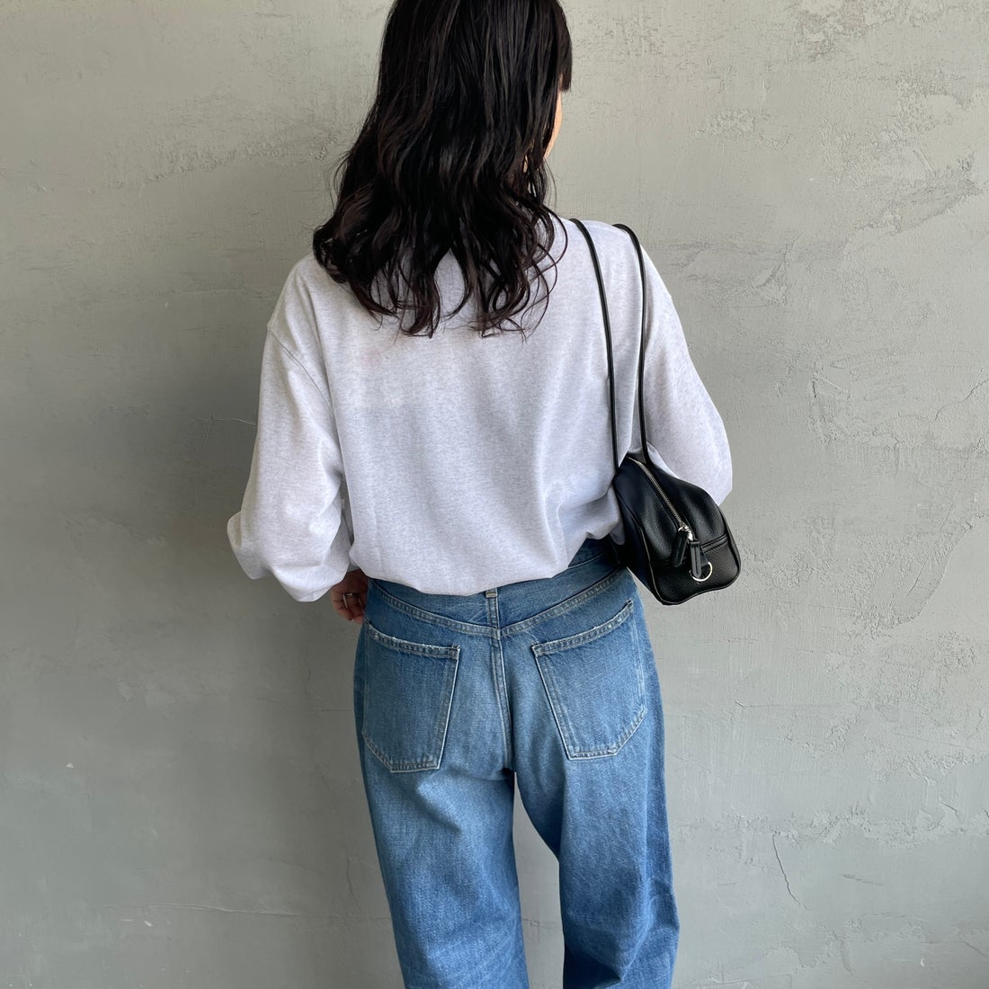 DANTON [ダントン] ソリッド ロングスリーブTシャツ [DT-C0269TCB] H.WHITE &&モデル身長：160cm 着用サイズ：S&&