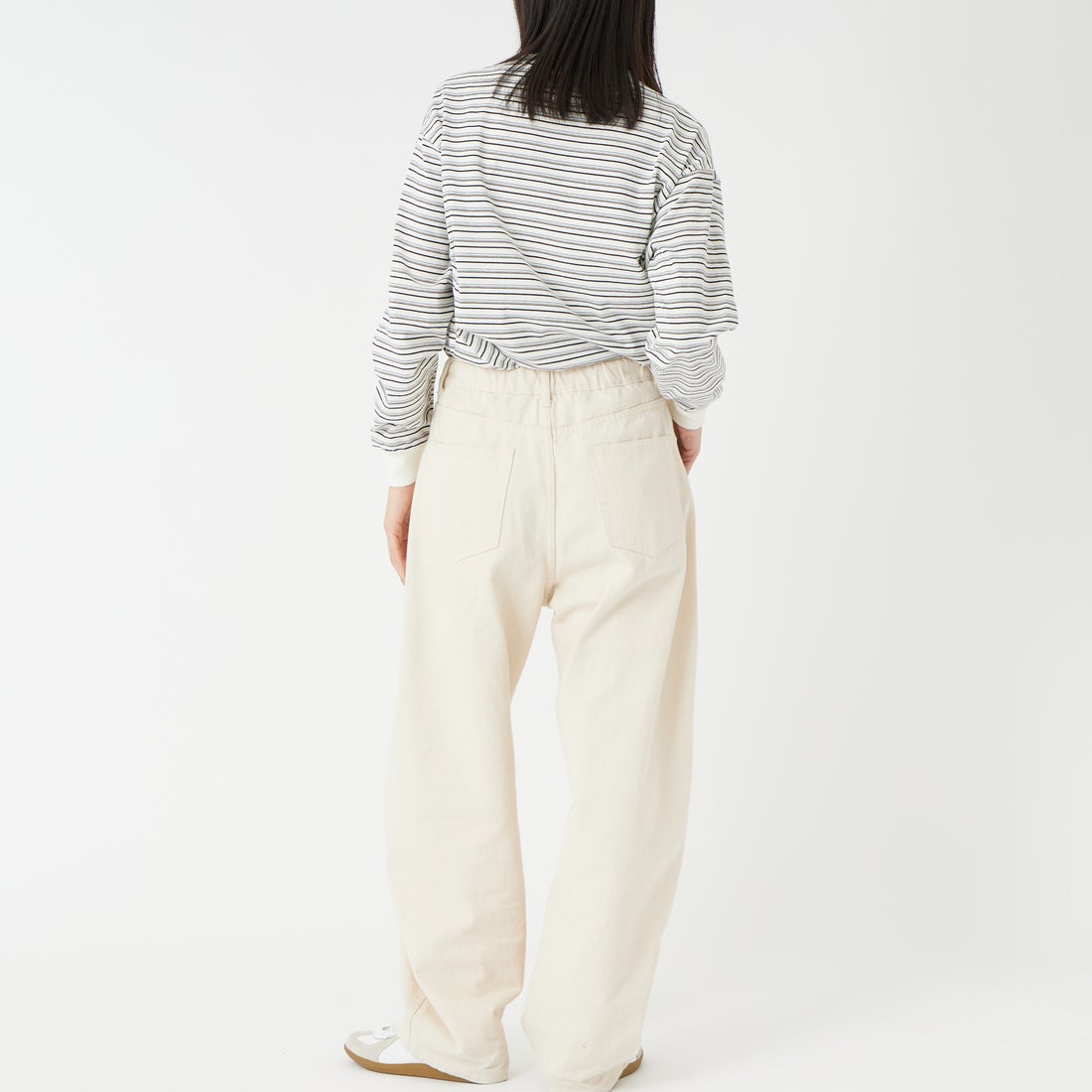 DANTON [ダントン] ボーダー ロングスリーブTシャツ [DT-C0269TCB] ECR/BLK ML &&モデル身長：162cm 着用サイズ：XS&&
