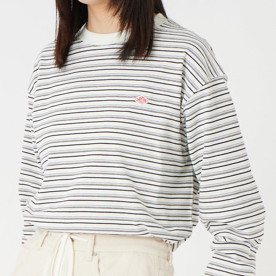 DANTON [ダントン] ボーダー ロングスリーブTシャツ [DT-C0269TCB] ECR/BLK ML &&モデル身長：162cm 着用サイズ：XS&&