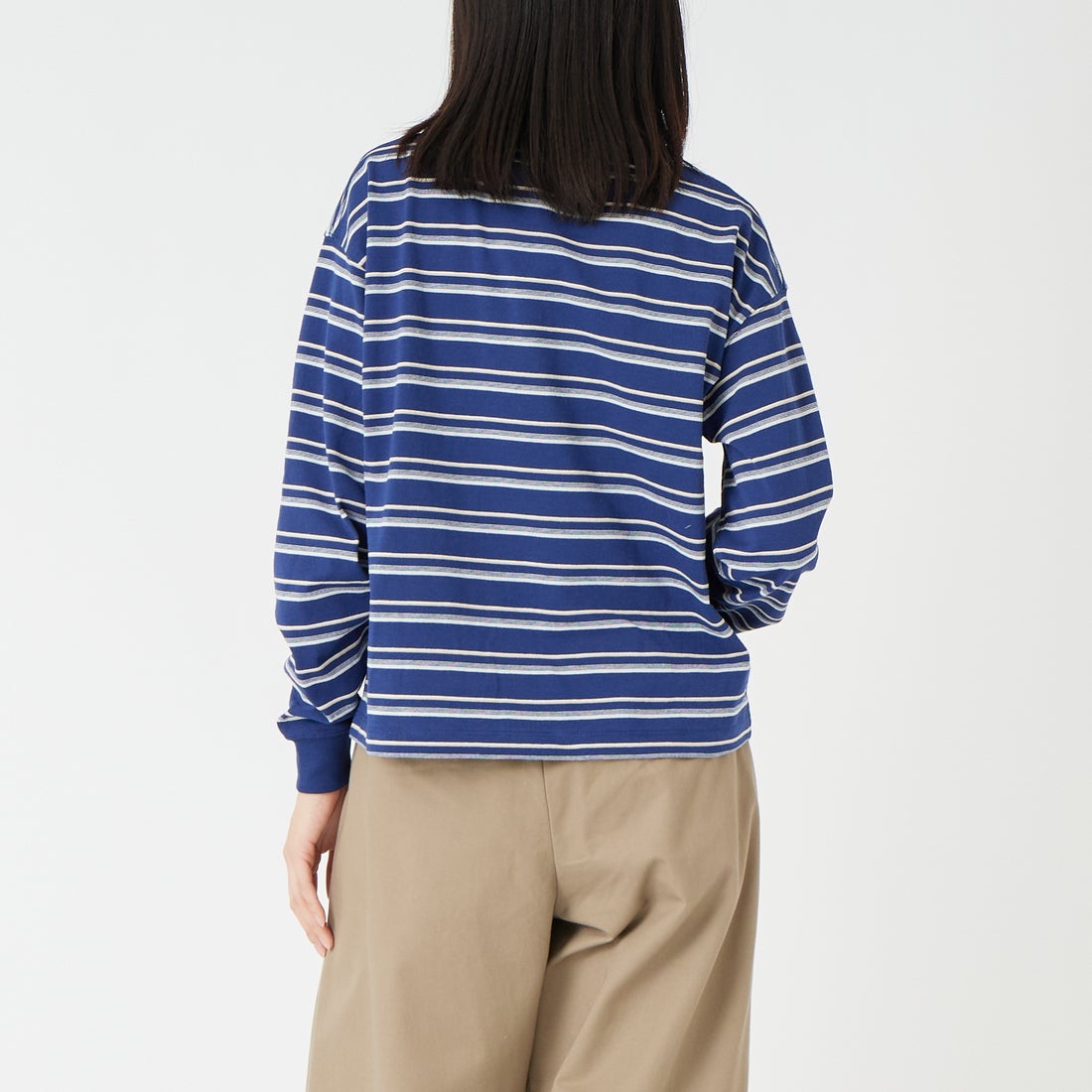 DANTON [ダントン] ボーダー ロングスリーブTシャツ [DT-C0269TCB] NVY/BEG ML &&モデル身長：162cm 着用サイズ：XS&&