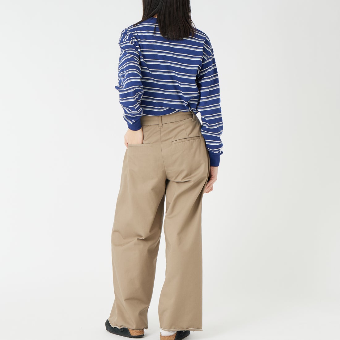 DANTON [ダントン] ボーダー ロングスリーブTシャツ [DT-C0269TCB] NVY/BEG ML &&モデル身長：162cm 着用サイズ：XS&&