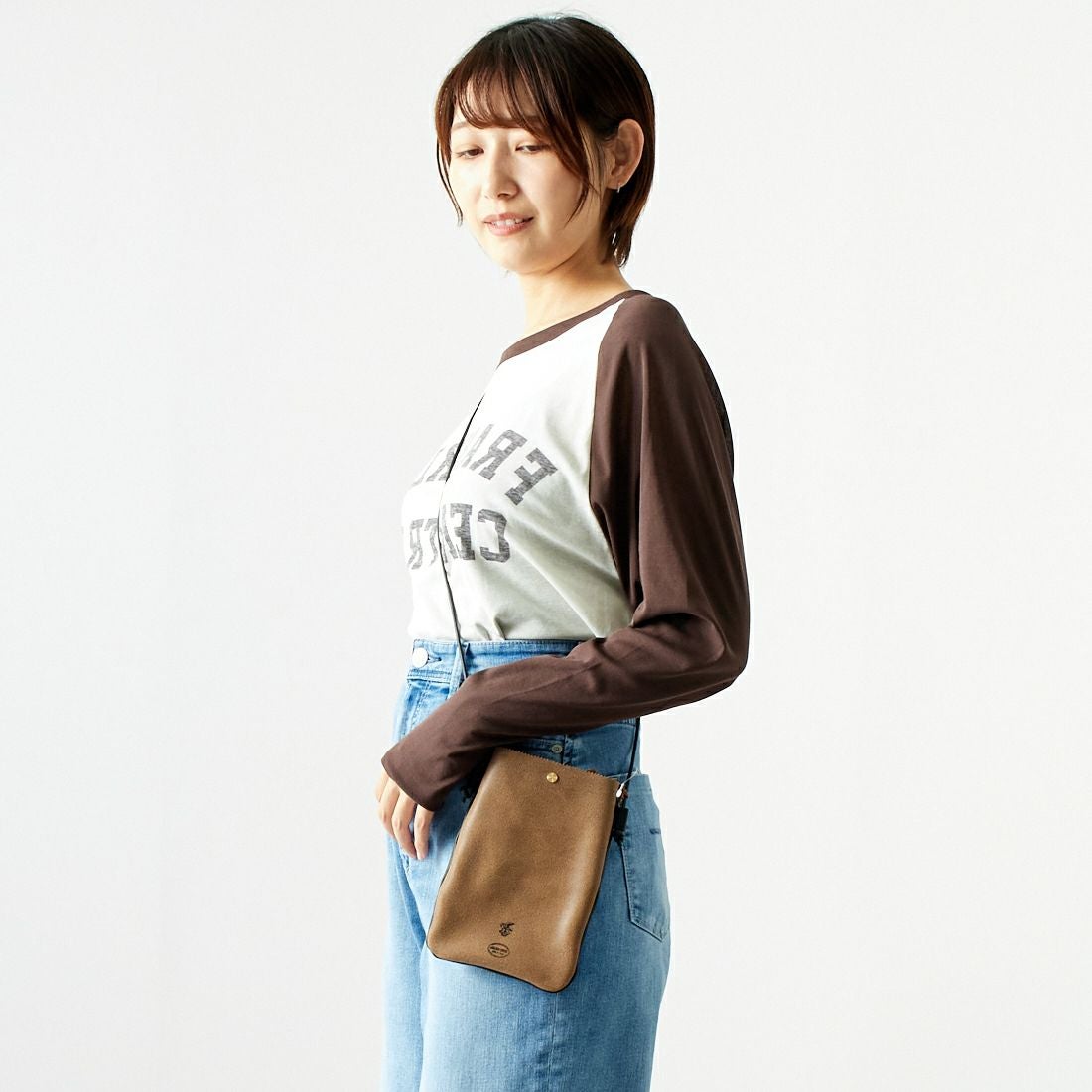 St.Johns 3rd club [セントジョンズサードクラブ] フランクリンセントラル シアーTシャツ [SJ24-12] OFF/BRN &&モデル身長：167cm 着用サイズ：F&&