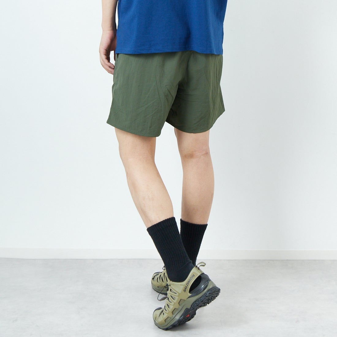 THRIFTY LOOK [スリフティールック] 別注 アーミーショーツ [NSV-505-JF] ｵﾘｰﾌﾞ &&モデル身長：179cm 着用サイズ：M&&