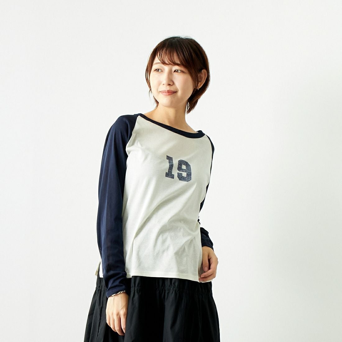 St.Johns 3rd club [セントジョンズサードクラブ] NO.19 シアーTシャツ [SJ24-14] OFF/NVY &&モデル身長：167cm 着用サイズ：F&&