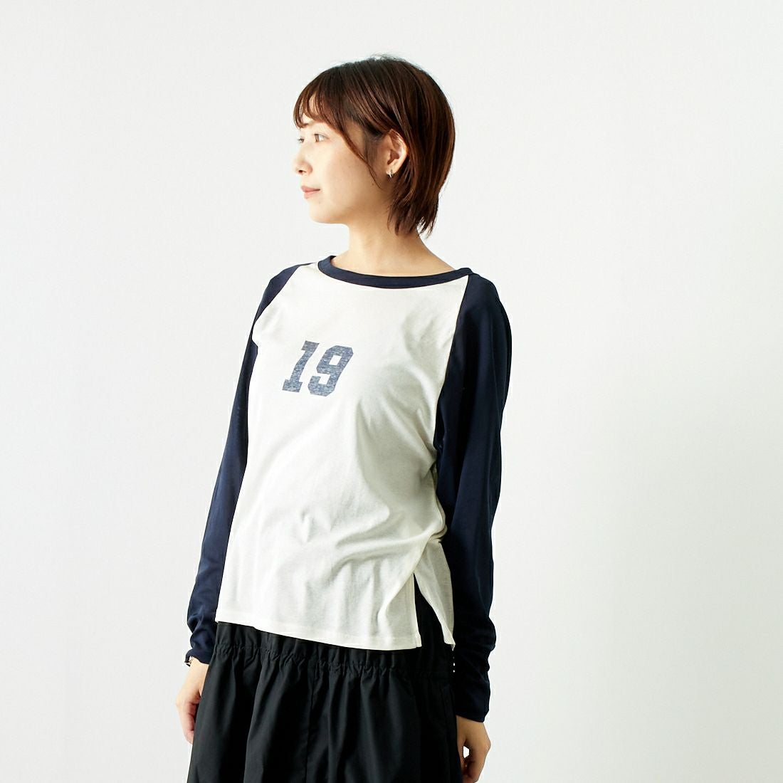 St.Johns 3rd club [セントジョンズサードクラブ] NO.19 シアーTシャツ [SJ24-14] OFF/NVY &&モデル身長：167cm 着用サイズ：F&&