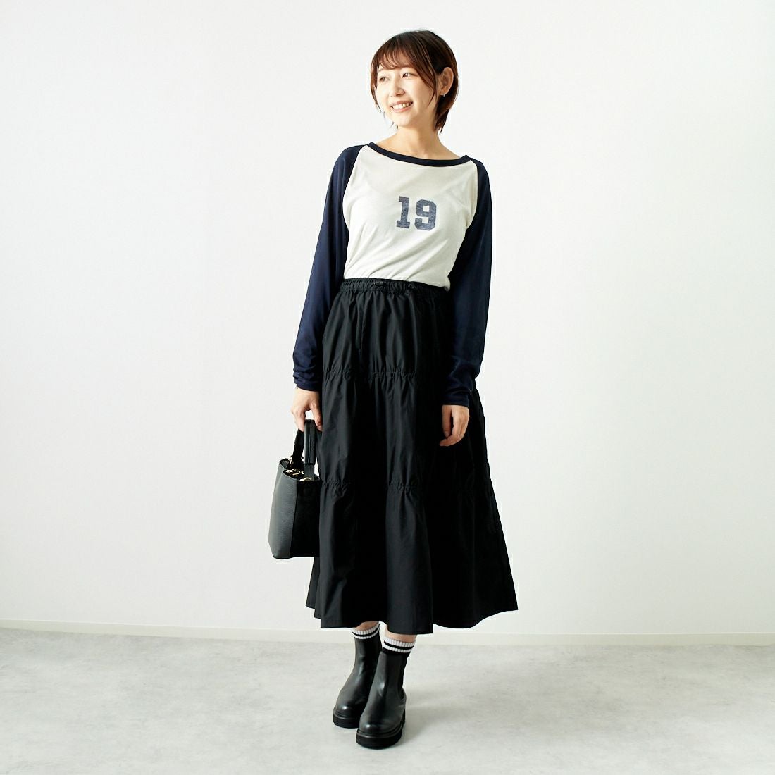 St.Johns 3rd club [セントジョンズサードクラブ] NO.19 シアーTシャツ [SJ24-14] OFF/NVY &&モデル身長：167cm 着用サイズ：F&&