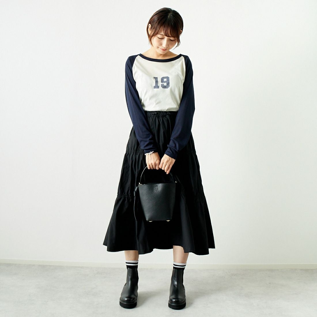 St.Johns 3rd club [セントジョンズサードクラブ] NO.19 シアーTシャツ [SJ24-14] OFF/NVY &&モデル身長：167cm 着用サイズ：F&&