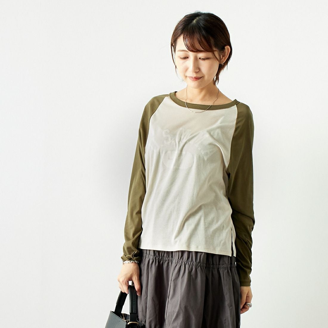 St.Johns 3rd club [セントジョンズサードクラブ] U.S.M.M.A シアーTシャツ [SJ24-15] BEG/KHK &&モデル身長：167cm 着用サイズ：F&&