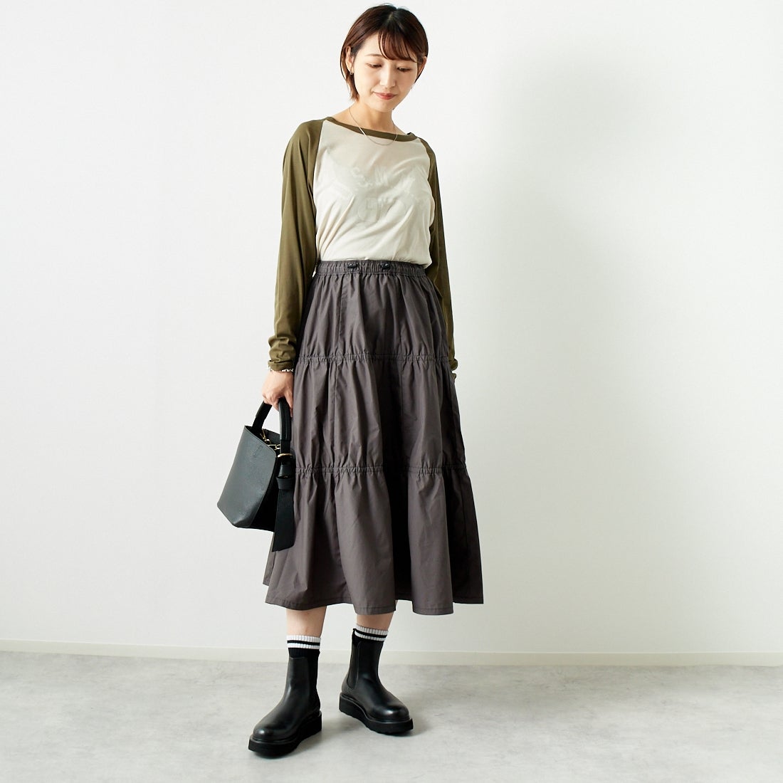 St.Johns 3rd club [セントジョンズサードクラブ] U.S.M.M.A シアーTシャツ [SJ24-15] BEG/KHK &&モデル身長：167cm 着用サイズ：F&&
