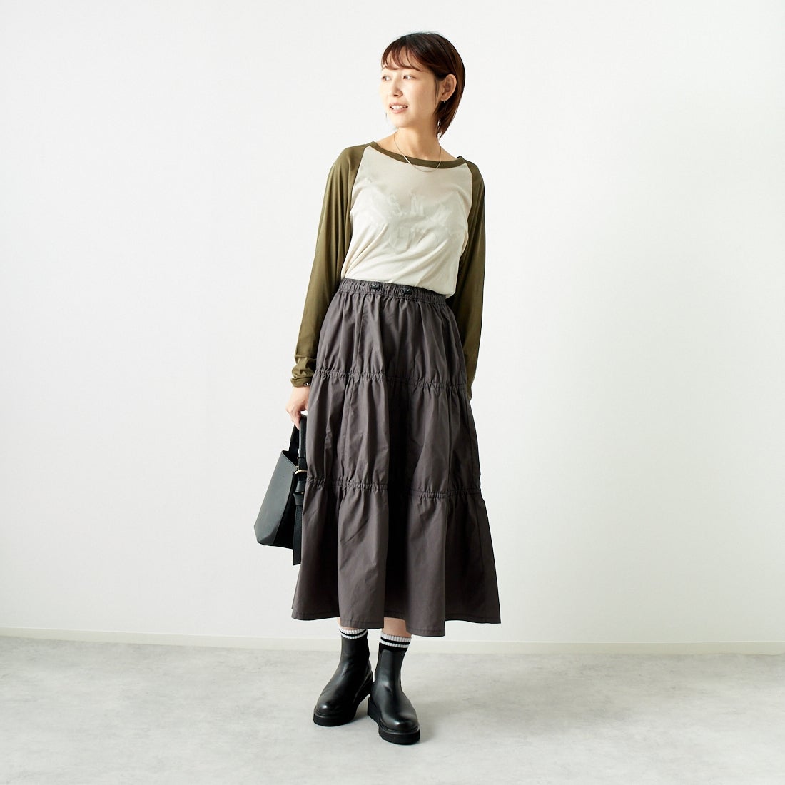 St.Johns 3rd club [セントジョンズサードクラブ] U.S.M.M.A シアーTシャツ [SJ24-15] BEG/KHK &&モデル身長：167cm 着用サイズ：F&&