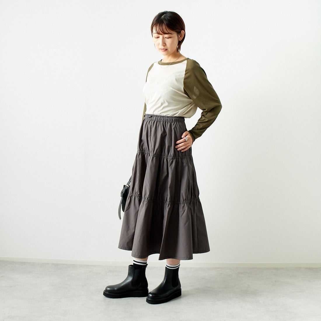 St.Johns 3rd club [セントジョンズサードクラブ] U.S.M.M.A シアーTシャツ [SJ24-15] BEG/KHK &&モデル身長：167cm 着用サイズ：F&&