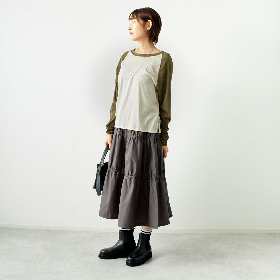 St.Johns 3rd club [セントジョンズサードクラブ] U.S.M.M.A シアーTシャツ [SJ24-15] BEG/KHK &&モデル身長：167cm 着用サイズ：F&&