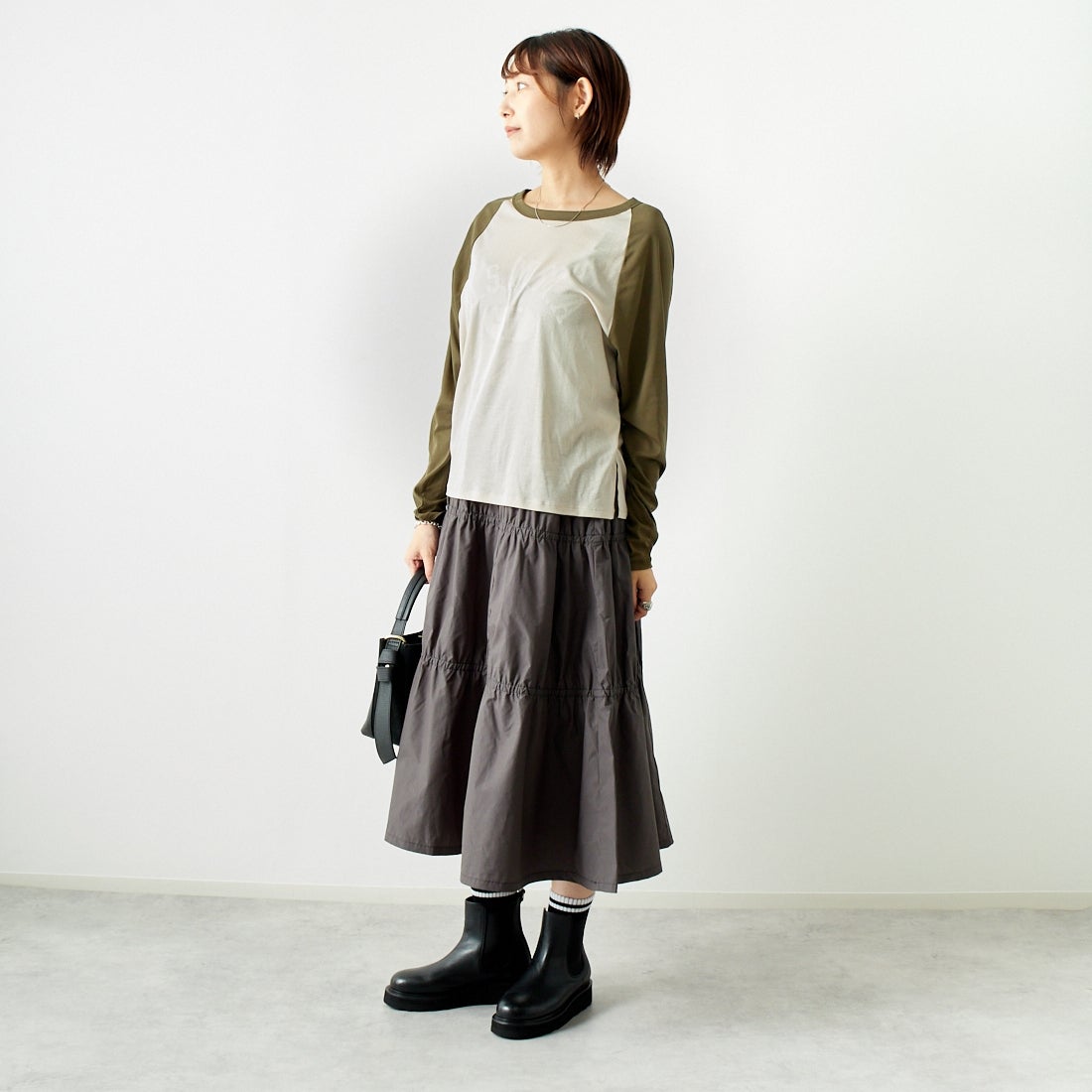 St.Johns 3rd club [セントジョンズサードクラブ] U.S.M.M.A シアーTシャツ [SJ24-15] BEG/KHK &&モデル身長：167cm 着用サイズ：F&&