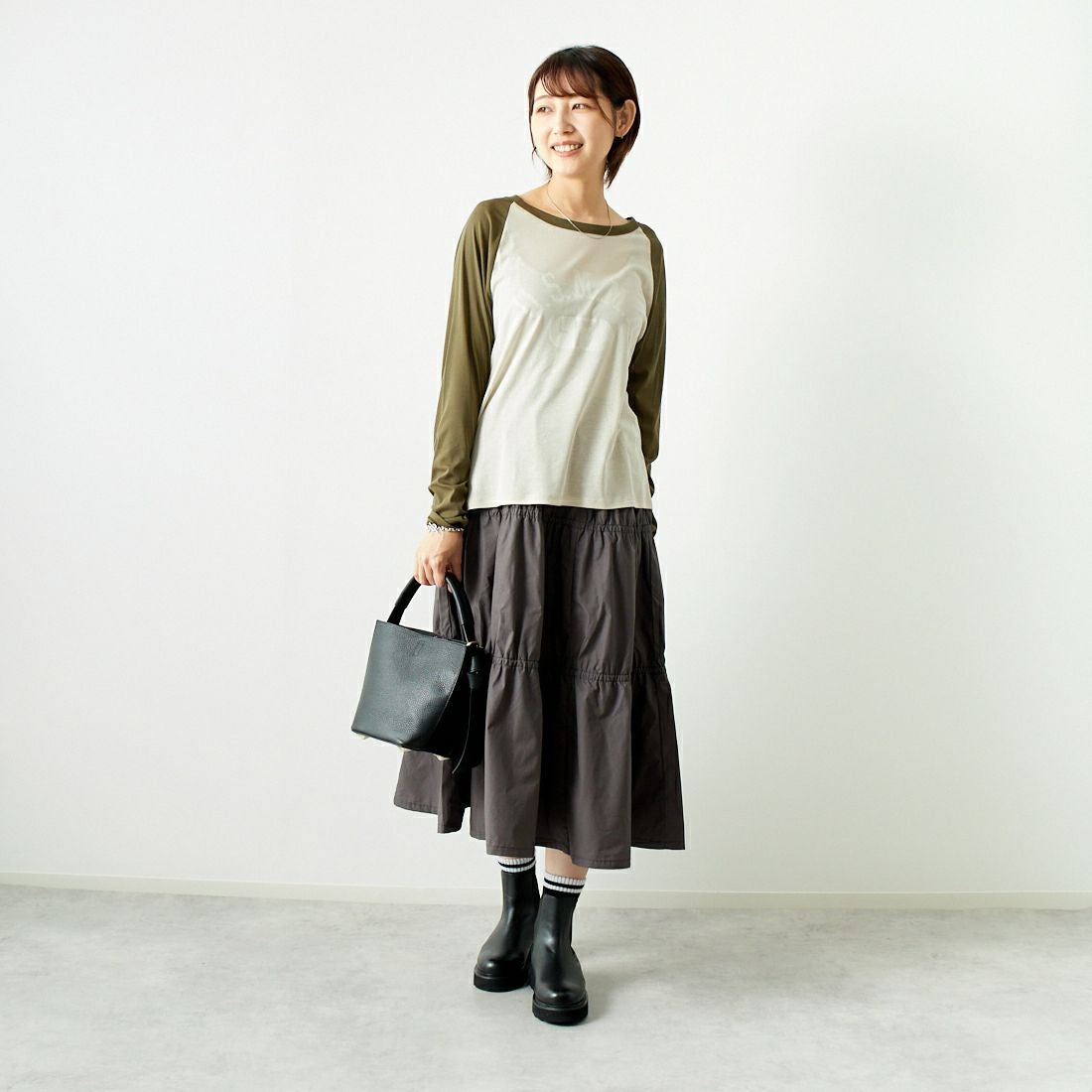 St.Johns 3rd club [セントジョンズサードクラブ] U.S.M.M.A シアーTシャツ [SJ24-15] BEG/KHK &&モデル身長：167cm 着用サイズ：F&&