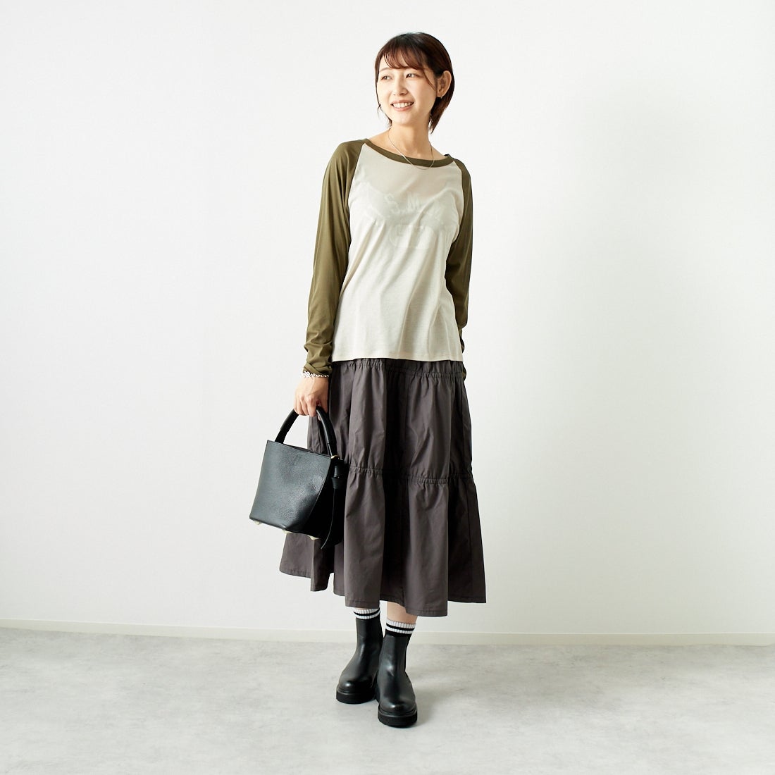 St.Johns 3rd club [セントジョンズサードクラブ] U.S.M.M.A シアーTシャツ [SJ24-15] BEG/KHK &&モデル身長：167cm 着用サイズ：F&&