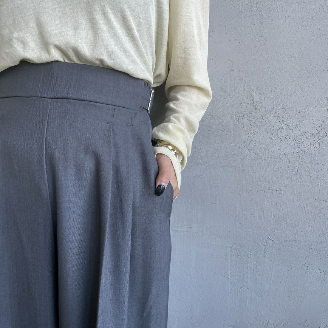 By/m [バイエム] センタープレスタックワイドパンツ [B24132055] 07 GRAY