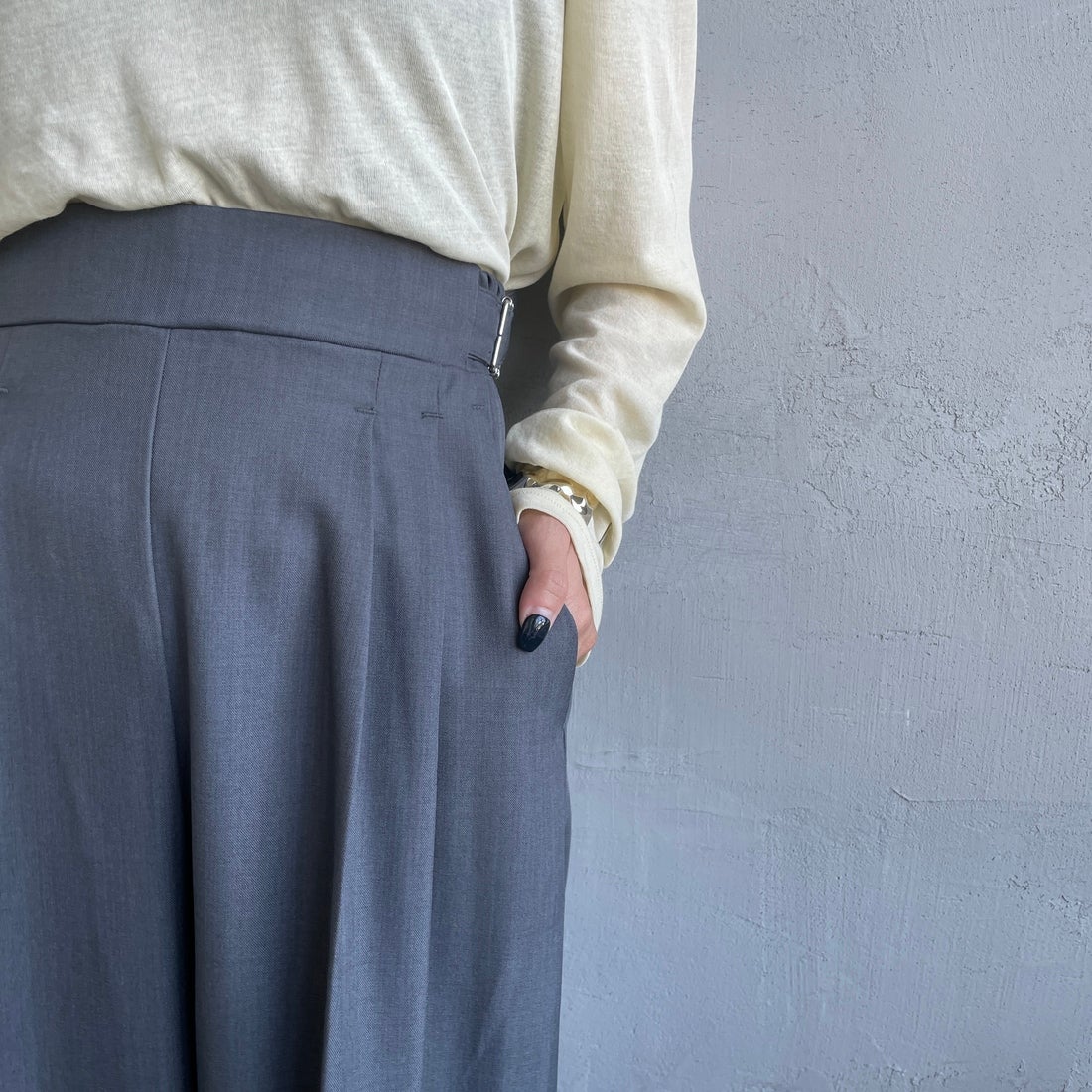 By/m [バイエム] センタープレスタックワイドパンツ [B24132055] 07 GRAY